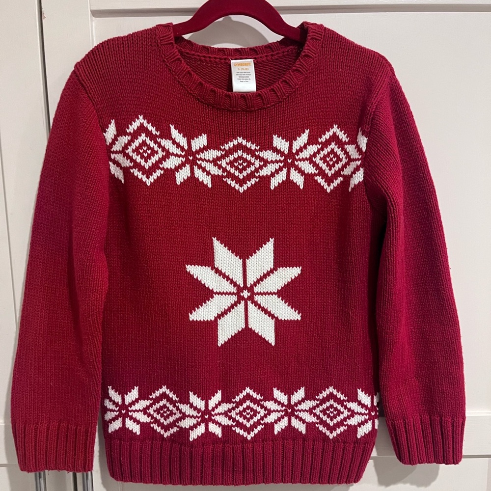 Boy’s Red Gymboree Sweater with White Design size S (5-6)